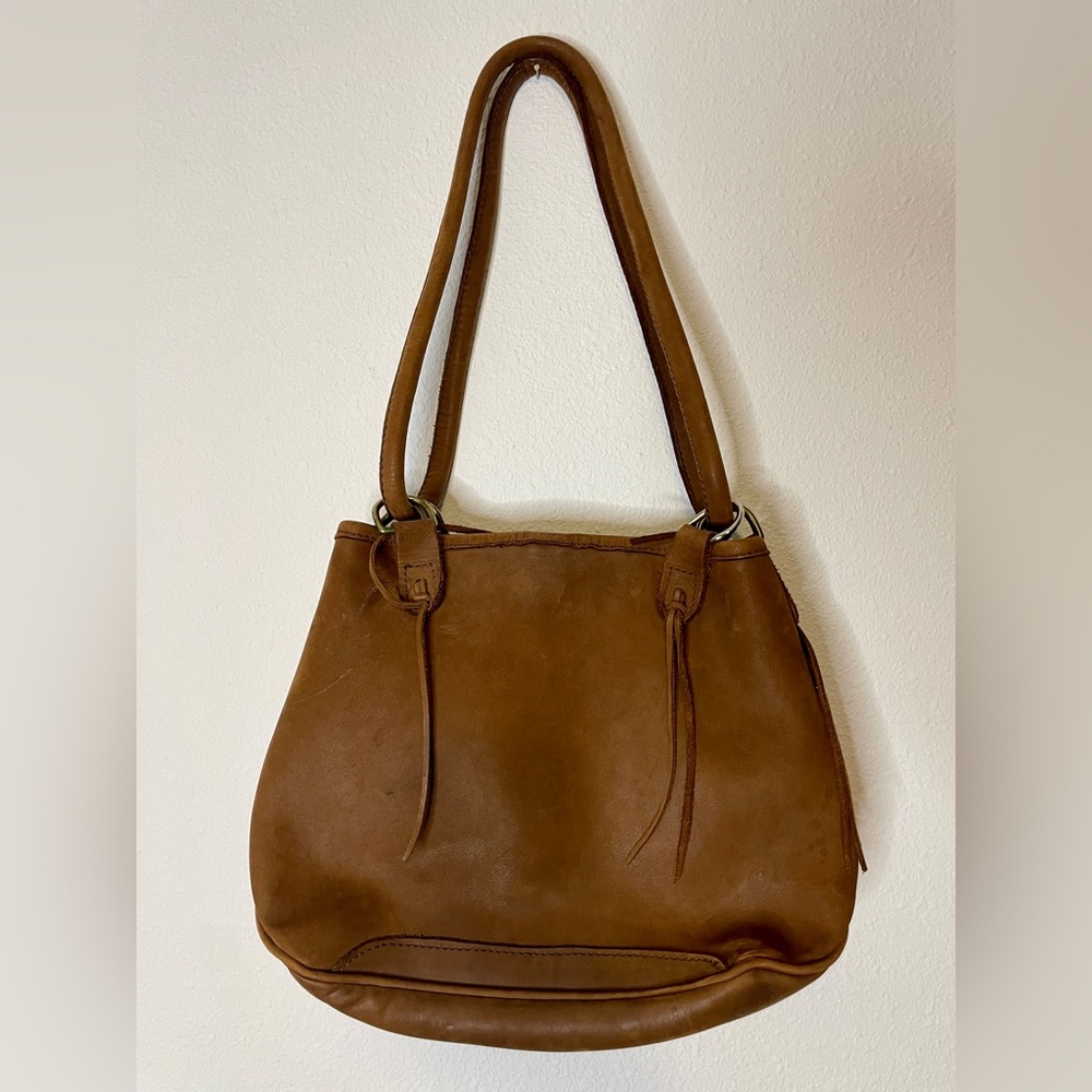 Jon Hart Brown Leather Shoulder Bucket Bag Purse